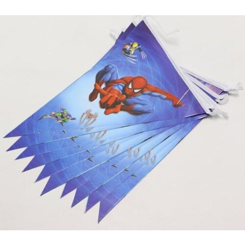 Spiderman Party Supplies Kids Birthday Spiderman Decoration Cartoon Theme Baby Birthday Party anniversaire spiderman Bunting 08