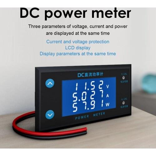 DC 0-200V 10A LCD Display Digital Voltmeter Ammeter Wattmeter Voltage Current Power Meter Volt Detector Tester 12V 24V 36V 2000W