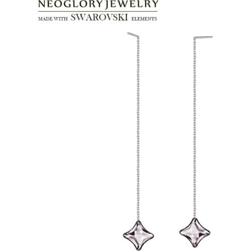 Neoglory Austria Crystal Long Drop Earrings Geometric Star Stylish For Girl Party Classic Dress Holiday Daily Sale