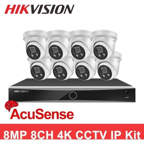 Hikvision 4K Set Acusense 8CH 8MP CCTV Security Kit DS-2CD2386G2-ISU NVR DS-7608NXI-I2/8P/S POE CCTV Surveillance System