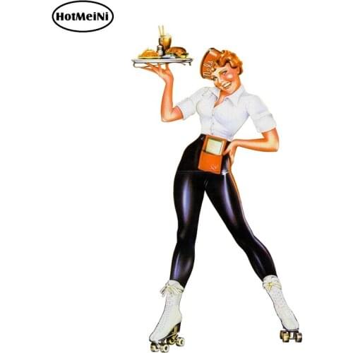 HotMeiNi American-Graffiti-Girl-on-Skates-Large-Pin-Up Waterproof Car Accessories Car Sticker