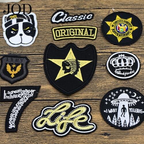 JOD Badge Dog Ironing Applications for Clothes Patches Punk Thermo Adhesive Bikers Sewing Embroidery Patch for Tops Clothing