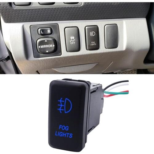 Wsen Push Switch with Fog Lights Symbol Blue Backlight ON-Off with Connector Wire Kit Fit For Toyota Tacoma Tundra 4Runner Hilux