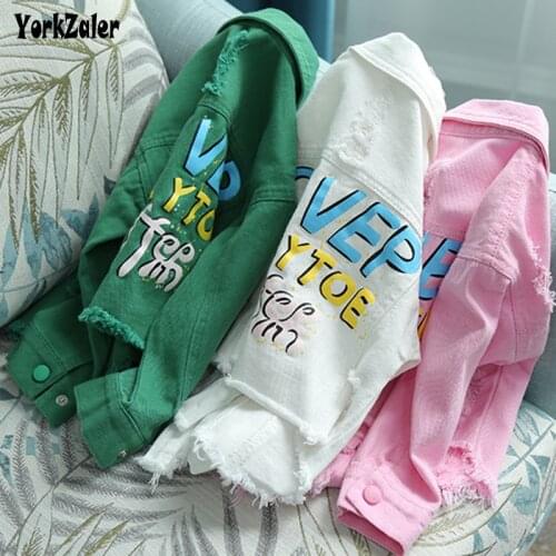 Thunderers 3 Color Holes Childrens Jacket For Girls Long Sleeve Printed Letter Kids Coats Casual Toddler Baby Outerwear 24M-6Y