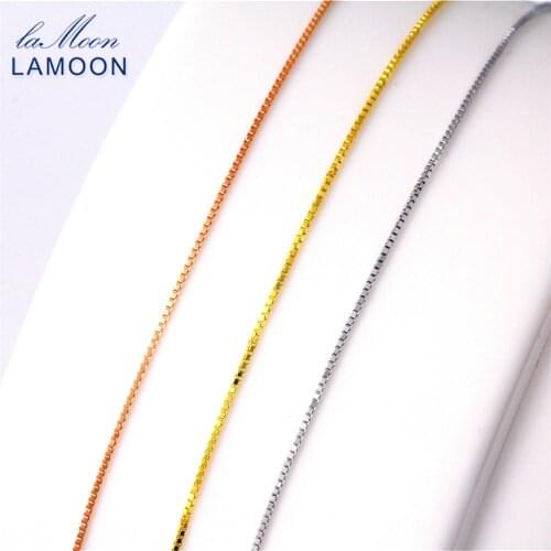 Lamoon Simple 40+5cm 925 Sterling Silver Box Chain Necklace for Men and Woman CI001