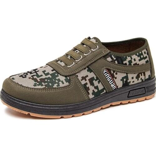 Cloth Shoes Mens Protective Shoes Tendon-soled Camouflage Canvas Work Shoes Wear-resistant Non-slip and Comfortable