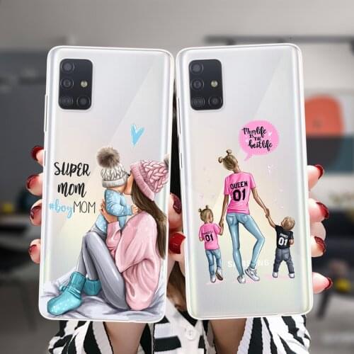 Super Mama Girl Mom Boy Baby Soft Case For Samsung A52 A72 A51 A71 A50 A70 A02 A12 A42 A32 A31 A21S A41 A20 A30 A40 A11 Cover