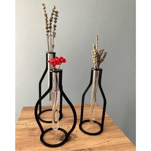 Thorqtech 3 piece Set Decorative Metal Vintage Vase dry flower plant artificial flower ornament for eşyaı kitchen restorant cafe ornament