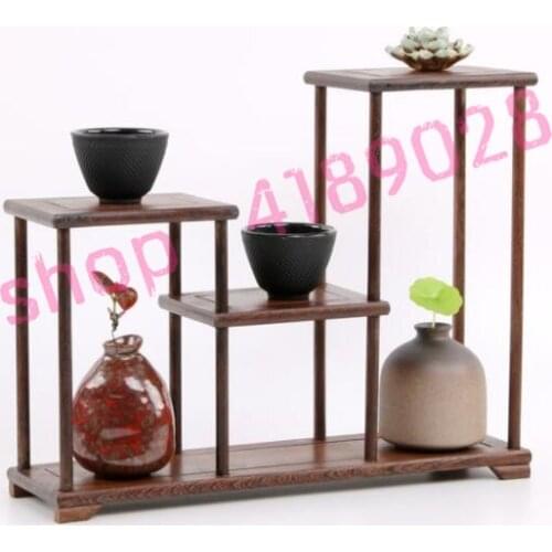 Natural chicken wing wood, medium low (medium size), solid wood curio shelves, tea ceremony ornaments pendulum rack