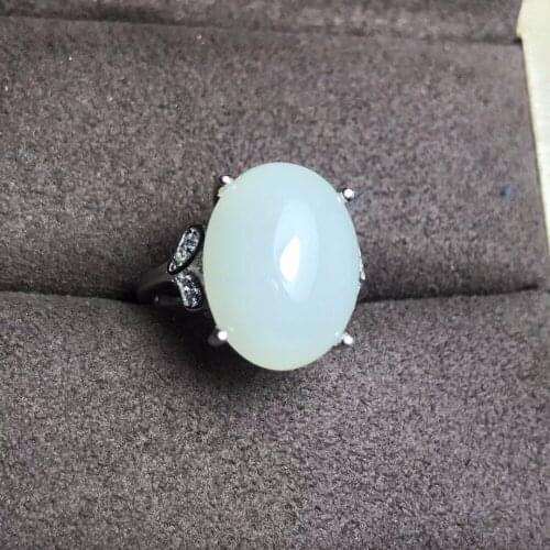 Natural Nephrite ring big granule 7ct style simple and beautiful new product launch