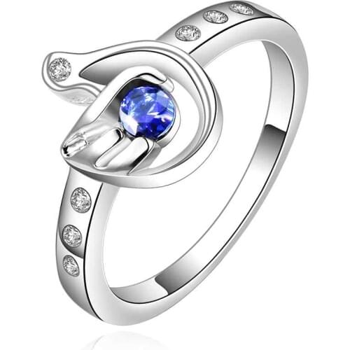 NEW Arrivel 2016 USA EURO Style Fashion Silver plated blue stone falu Ring Wholesale Jewelry SMTR534