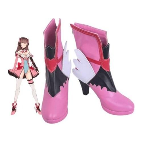 Game OW Hana Song D.Va Pink Cosplay Shoes Boots Cosplay Costume Accessories For Women Shoes Custom Made Halloween