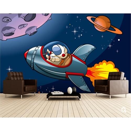 Custom papel de parede infantil,Kids Spaceship,cartoon murals for childrens room bedroom backdrop waterproof wallpaper paradise
