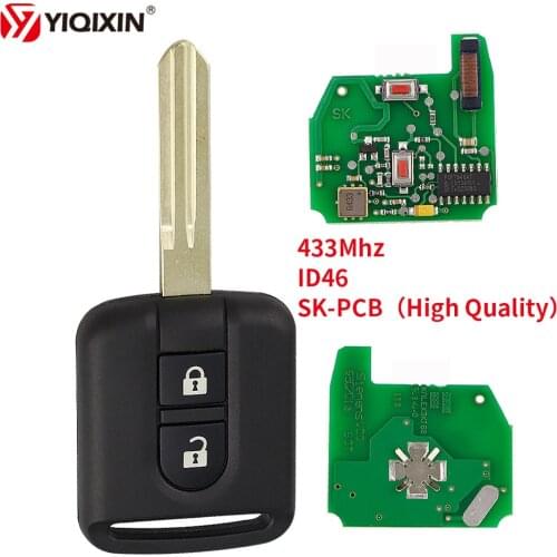 YIQIXIN 2 Button Remote Car Key ID46 Chip 5WK4876 5WK4818 For Nissan Cabstar F24M K12 Elgrand X-TRAIL Qashqai Navara Micra Note