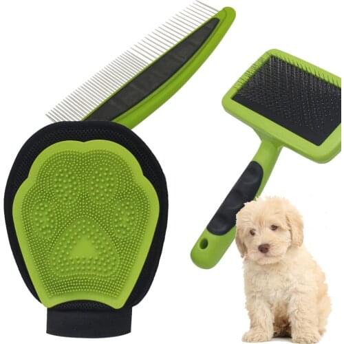 Three Piece Dog Bath Brush Pet Comb Hair Fur Open Knot Knife Grooming Tool Cat Comb Suit Stainless Steel Kitten Comb Pet Product