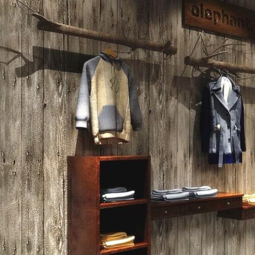 Retro Wallpaper Imitation Wood Bar Cool Fashion Decoration Korean Womens Clothing Store Wallpaper Wallpaper