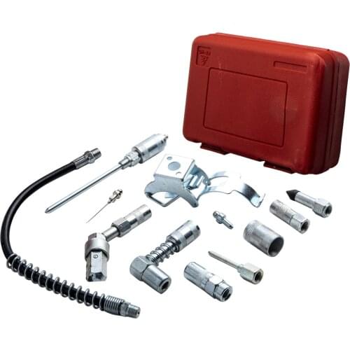 Lubrication Grease Gun Aid Hoses Couplers Fittings Needle Nose Adapter Tool Kit