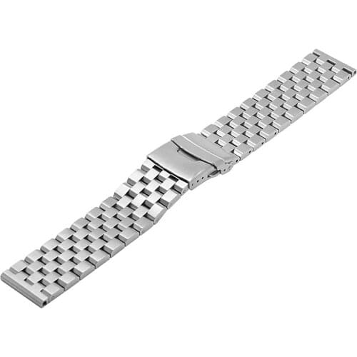 18MM 20MM 22MM 24MM Brushed Stainless Steel Replacement Watch Band Metal Watch Strap Bracelet Deployment Double FlipLock Buckle
