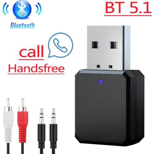 USB AUX Bluetooth 5.1 Receiver Music Wireless Audio Adapter Mic Hands-free Call 3.5mm AUX RCA Jack for Car kit Speaker Amplifier