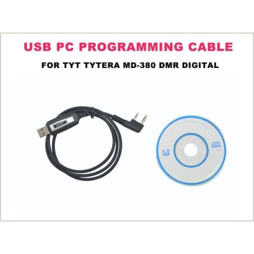 USB PC Programming Cable w/ software CD Driver for TYT Tytera DMR Digital Portable Two-way Radio MD-380
