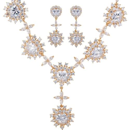 Top Quality Austrian Crystal Necklace&Earrings Charm Jewelry Sets Bridal Jewelry Amazing Design for Women Wedding GLN0101