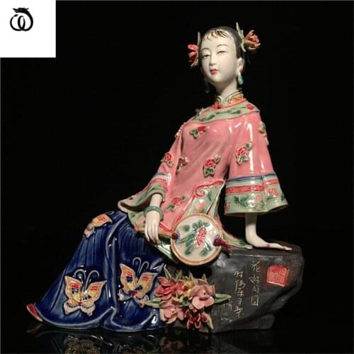 WU CHEN LONG Lucky Beautiful Women Art Sculpture Chinese Beauty Lady Figure Statue Ceramic Crafts Home Decor Business Gift R6094