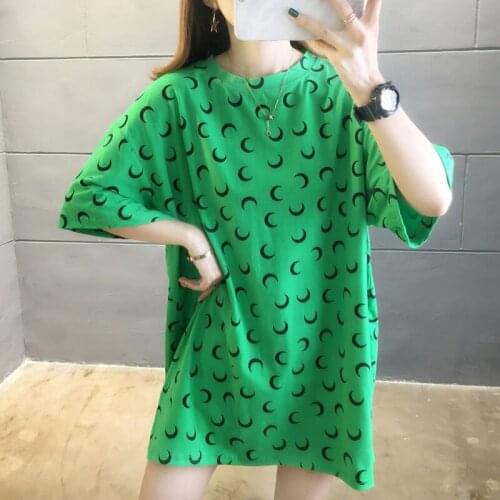 Women Plus Size T Shirt for Lady Moon Print Fashion Short Sleeve Tshirt 2021 Summer New Loose Female Tops Pullovers