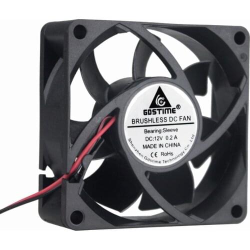 10 Pcs Gdstime 2Pin 70x70x25mm 12V DC Brushless Cooling Fan 7cm PC Case Cooler 70mm x 25mm 7025s