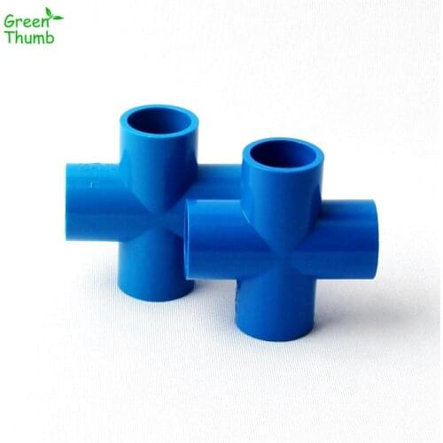 30pcs 20mm PVC Blue Connector Water Tube 4 Way Fittings Pipe Tool Adapter Water Supply for Garden Watering Cleaning Irrigation