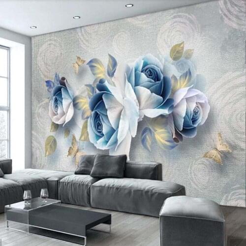 3D Embossed Rose Flower Printed Photo Wallpaper Murals Landscape for Living Room Bedroom Home Wall Decor Custom Wall Paper Roll