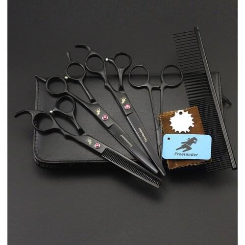7" Professional Pet Grooming Kit JP440C Straight & Thinning & Curved Scissors Dog Cat Hair Cutting Shears Add Hemostat Comb Case