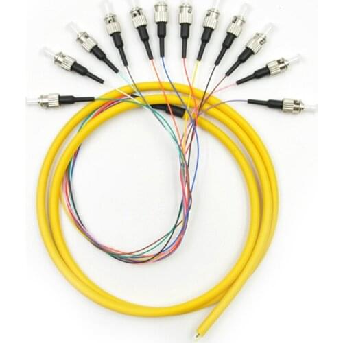 Free Shipping ST/UPC 12Cores Fanout Fiber Optic Pigtail SM Simplex 12 Core Optical Fiber Pigtail