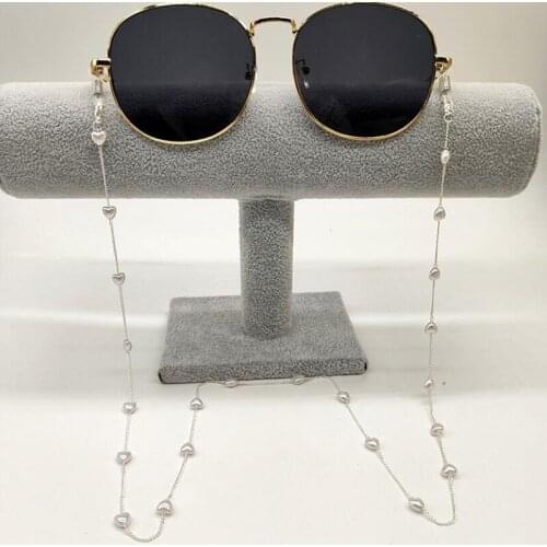 2021Gold Silver Color Heart Eyeglasses Chain Chic Fashion Simple Pearl Glasses Cord Eyeglasses Chain Mask Hanging Necklace