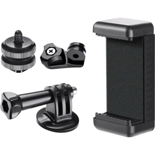 Phone Holder Camera Hot Shoe Mount Adapter Kit for GoPro Hero 7 6 5, iPhone X 8 7 6 Samsung Attaching on DSLR Camera or Ring Lig