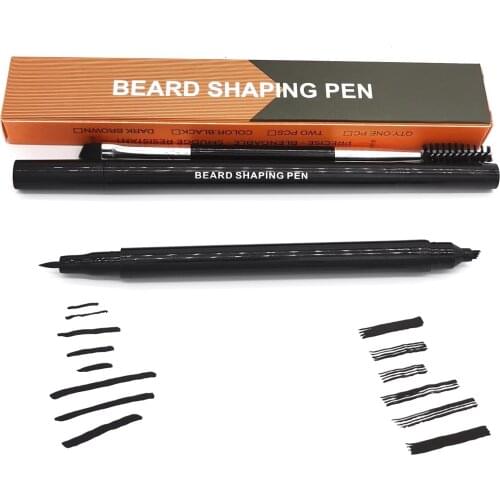 Beard Filler Pen, Cover Facial Hair Patches, Naturally Groomed for Men, Sharpen, Fill and Define Side Burns (Black)