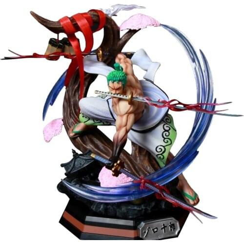 One Piece GK Kimono Roronoa Zoro Santoryu Battle Statue 39cm Anime Action Figure Model Collection Toys Desktop Decoration Figma