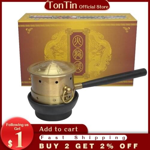 Pure Copper Box body Warm Moxibustion Device Moxa Roller Stick Meridian Chart