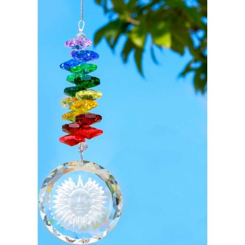 H&D Handmade Crystal Glass Sun Charm Chakra Suncatcher Crystal Rainbow Maker Gift Boxed (Octagon Style)