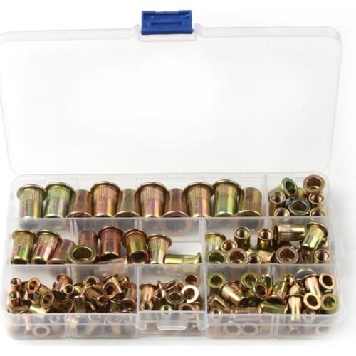 M4/5/6/8/10 Carbon Steel Rivet Nuts Flat Head Rivet Nuts Set Nuts Insert Reveting 120pcs/box