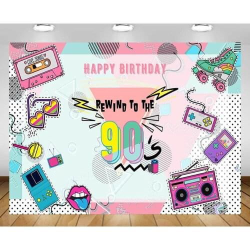 Mehofond Hip Hop 90‘s Birthday Party Photography Backdrop Rewind To The 90s Decoration Banner Background Photo Booth Studio Prop
