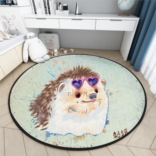 Cute Animal Pattern Living Room Carpet Soft and Comfortable Children Crawling Mat 150cm in Diameter Bedroom Carpet Balcony Mats