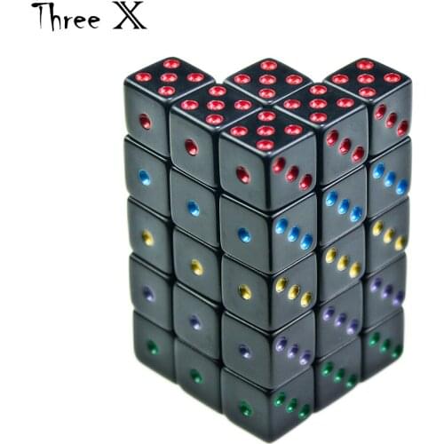 Black 6-Sided Games Dice Set, 16 mm Square Corner for Playing Games, Like Board Party Favors, Gifts