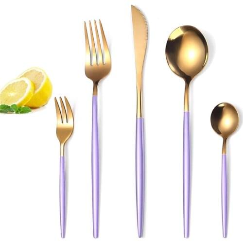 20Set/Lot Western Cutlery Set 5 Piece Tableware Set Stainless Steel Dinnerware Black Spoon Fork Knife Dinner Set Home Flatware