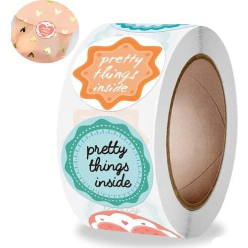 500 Pcs/roll Round "Pretty Gift" Encouragement Reward Sticker Children Toy Gift Wrapping Decoration Sticker Label