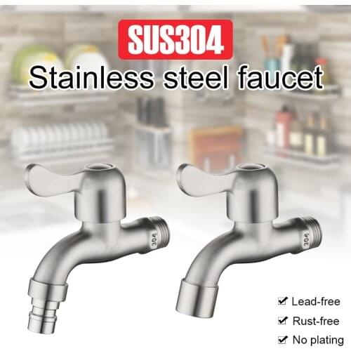 Bathroom Faucet Wall-Mounted Stainless Steel Washing Machine Mop Sink Water Faucet With Single Spout Children Hand Wash Tools