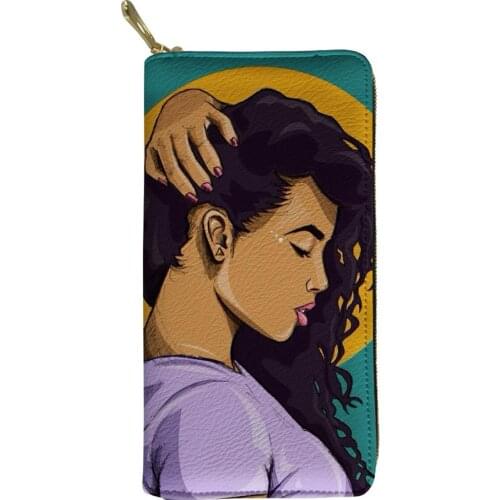 2020 New Leather Ladies Wallet Black Girl Printing Ms Money Bags Lady Bag Woman Clutch Credit Card Holder