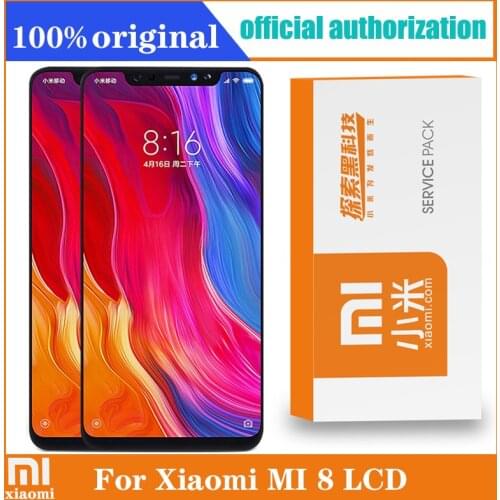 Original 6.21'' Amoled Display with frame for Xiaomi MI8 Mi 8 Global LCD Touch Screen Digitizer Assembly Replacement Parts