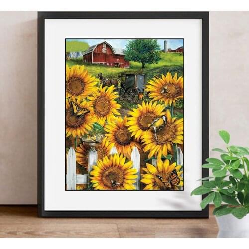 Full Square Diamond 5D DIY Diamond Painting Sunflower Diamond Embroidered Cross-stitch Flower Rhinestone Mosaic