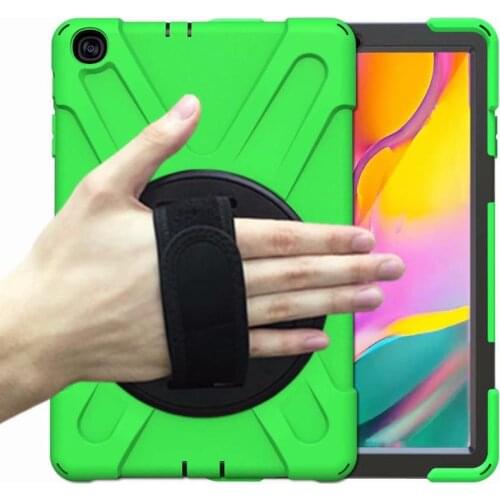 Shockproof Heavy Duty Silicone Hard Stand SM-T515 Case for Samsung Galaxy Tab A 10.1 T510 T515 SM-T510 Wrist Strap Cover Funda