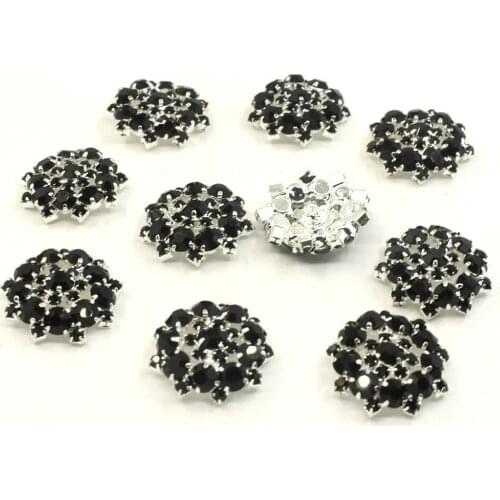23mm Round Rhinestone Shank Buttons Top Fashion DIY Metal Silver Buttons For Women Garment Gem Decorative 5pcs